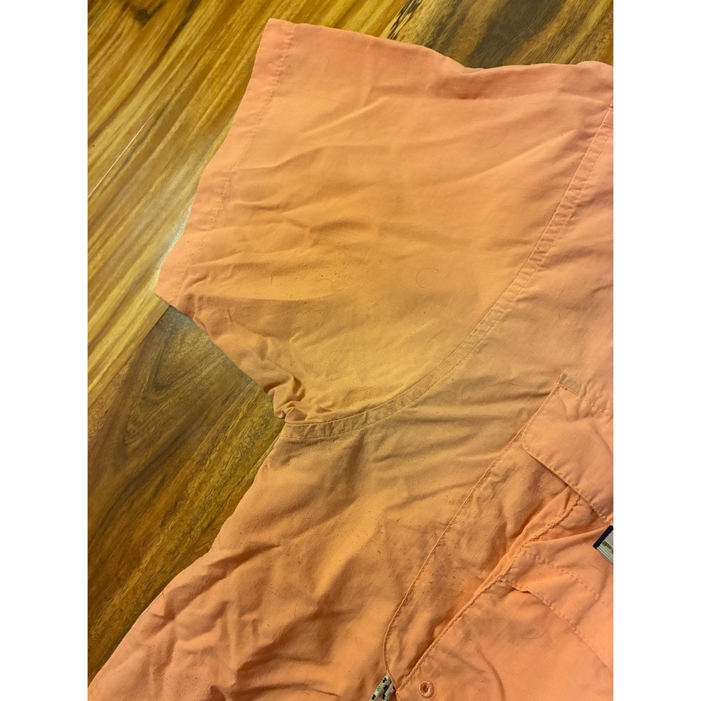 Columbia PFG Fishing Shirt Mens Large Peach Orange Short Sleeve Button Down Gorp - Picture 3 of 13
